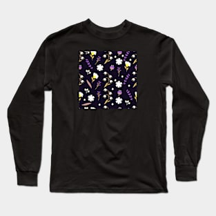 Nonbinary Pride Simple Mixed Flowers Pattern Long Sleeve T-Shirt